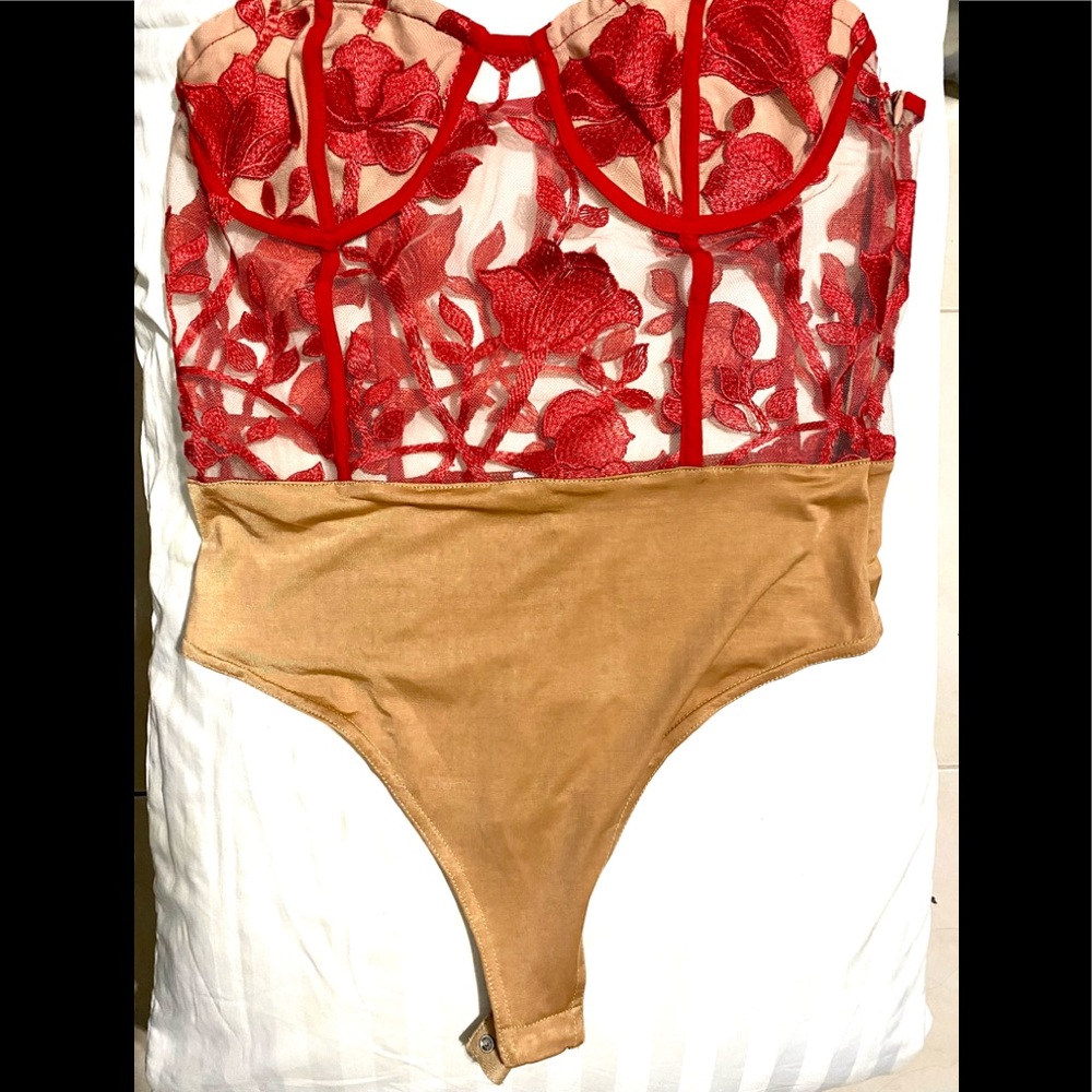 Embroided Sexy red top